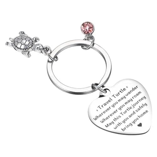 Tyqour Travel Turtle Keyring Turtle Gifts Good Luck Travel Turtle Keychain Encouragement Keyring for Lovers Women Family Friends Handbag Accessories Backpack Stocking Stuffers