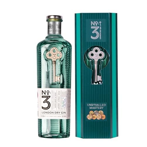 No.3 London Dry Gin With Gift Box, Voted Best Gin in The World 4 Times, Great For Cocktails Including Martini, Cocktail Mixer for Negroni, 46% ABV,70cl