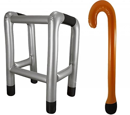 Inflatable Zimmer Frame and Walking Stick Blow Up Toy Novelty Gag Joke Dress Up