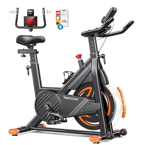 2025 Toputure Exercise Bike with LCD Display, Spin Bike with App 0-100% Magnetic Resistance Exercise Bikes for Home Use, Ultra-Quiet 15kg Flywheel, 350lbs Weight Capacity
