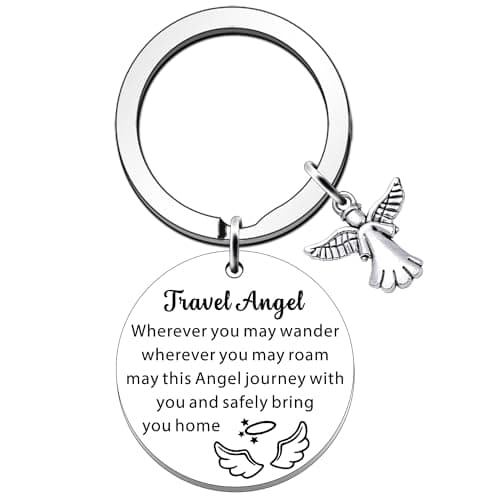 SDOFY Guardian Angel Keyring Guardian Angel Gifts Travel Angel Pendant Keychain Good Luck Gifts for Women Travel Gifts for Women Family Friends Graduation Gifts