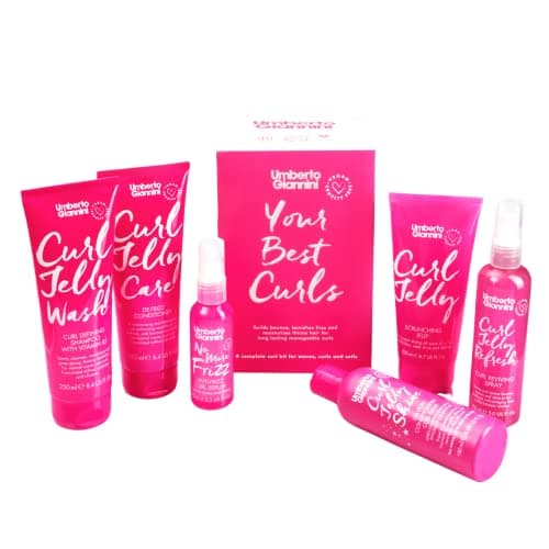 Umberto Giannini Your Best Curls Wash and Styling Curl Jelly Gift Set - Vegan & Cruelty Free Kit for Waves, Curls and Coils (Gift Box, Set of 6 Products)
