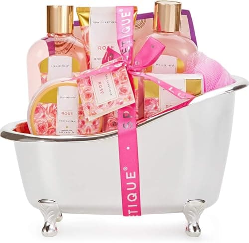 Spa Luxetique Spa Gift Set, Pamper Gifts for Women, 8pcs Rose Bath Gift Sets with Body Lotion, Body Butter, Bath Bombs, Bath Gift Sets for Women, Personalised Christmas Gifts, Birthday Gifts for Her