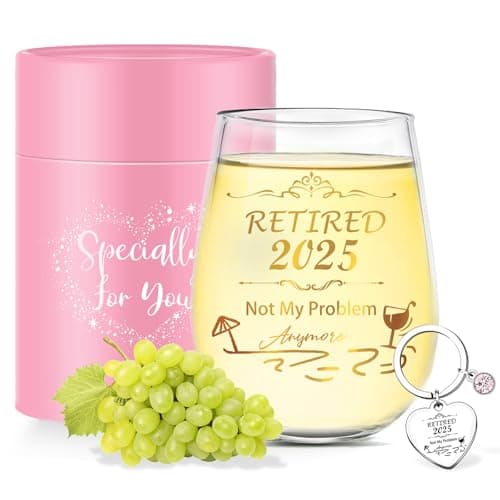 Best Retirement Gifts for Woman Men 2025 Thank You Leaving Gifts Retired Farewell Gifts for Coworkers Colleagues Stemless Wine Glass Cool Retirement Good Luck Gifts Happy Retirement Party Decorations