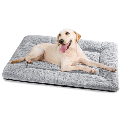 Baodan Dog Bed Large Washable, Pet Cat Beds Cushion Mattress, Soft Warm Dog Crate Mat Pad for Medium Large Dogs- L 90x60 cm, Grey