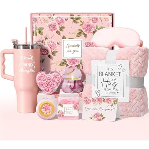 SUOPDH Birthday Gifts for Women, Self Care Gifts for Women, Rose Relaxing Spa Gifts Basket Care Package Pamper Gifts for Her, Unique Gifts for Best Friends, Sister, Mum, Wife