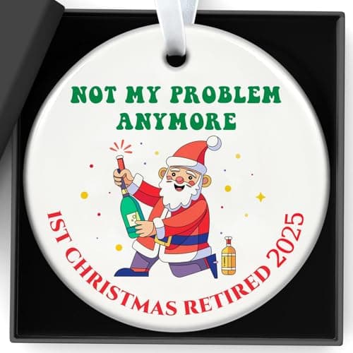 Retirement Gifts For Women Christmas Decorations Ceramic Sign Not My Problem Anymore 1st Christmas Retired 2025 For Retired Women,Coworker,Nurse,Teacher,Friend,Mom Happy Retirement Appreciation Gift