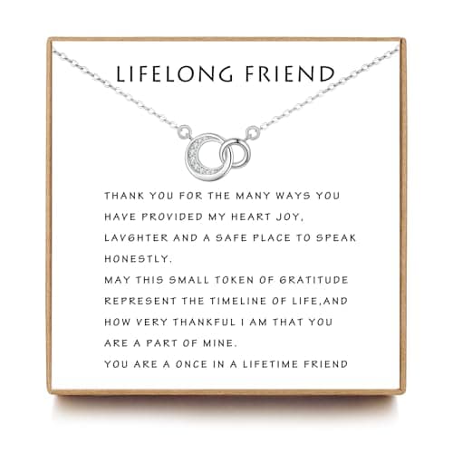 JOSYANDLOVE Friendship Gifts for Women, Sterling Silver 2 Circles Necklaces, Best Friend Birthday Gift, Meaningful Gift Best BFF Friendship Jewelry Christmas Gifts