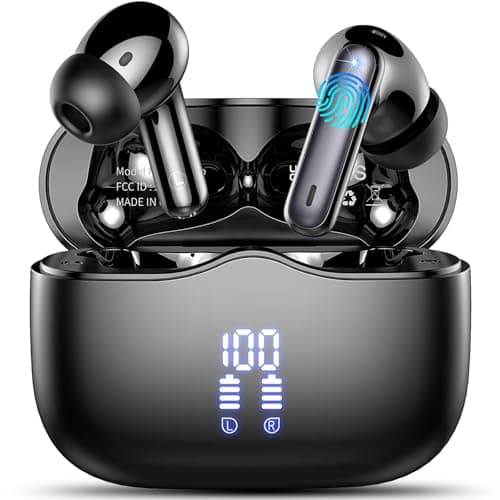 Wireless Earbuds, Bluetooth 5.4 Headphones in Ear with HiFi Stereo Deep Bass, 4 ENC Noise Cancelling Mic Wireless Earphones 40H Playtime, Bluetooth Earbuds Dual LED Display, IP7 Waterproof, USB-C