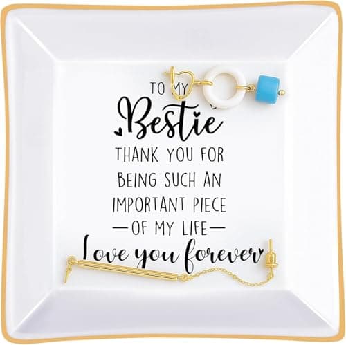 Titanape To My Bestie Gifts - Love You Forever Trinket Dish for Best Friend Birthday Gifts for Women, Gifts for Friends Female, Bff, Soul Sister, Work Bestie