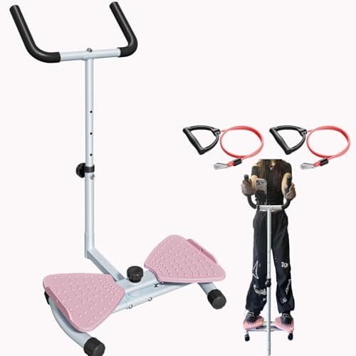 Ab Waist Twisting Machine with Handlebar, 330 lbs Capacity Waist Twister for Women Belly Fat, Home Gym Exercise Equipment for Slim Waist and Core Ab Exercise (Pink with Armrests)