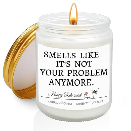 Retirement Gifts for Women, Funny Retirement Candle for Women, Men, Friends, Coworker, Teacher, Retirements Gift Ideas, 7 oz Lavender Scented Soy Wax Candle