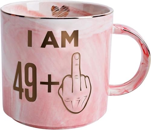 ALINK 50th Birthday Gifts Ideas for Women - Funny Turning 50 Year Old Gift for Wife, Mom, Daughter, Sister, Aunt, Best Friends, BFF, Coworkers - Fabulous Pink Marble Mug, Ceramic 11oz Coffee Cup