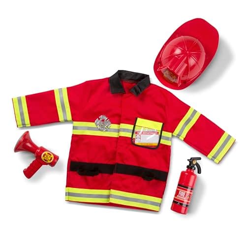 Melissa & Doug Kids Fireman Costume Role Play Toys | Fancy Dress for Children & Toddlers Halloween Costumes | Pretend Play Gifts for Kids Age 3 to 6