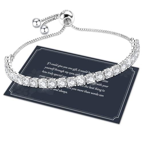 J.Fée Bracelets for Womens Silver Bracelet for Women 925 Silver Tennis Bracelet for Women,Crystal Sister Bracelet Ladies Bracelet,Silver Womens Jewellery,Adjustable Bracelet Birthday Gifts for Women