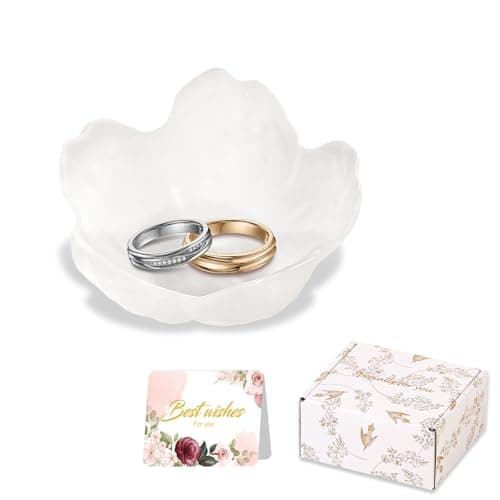 Gifts for Women Flower Jewelry Dish Ring Holder Jewellery Tray Vanity Organiser Room Decor Aesthetic Ring Holder Decorative Tray Trinket Dish Valentine's Engagement Birthday Gifts Stocking Stuffers