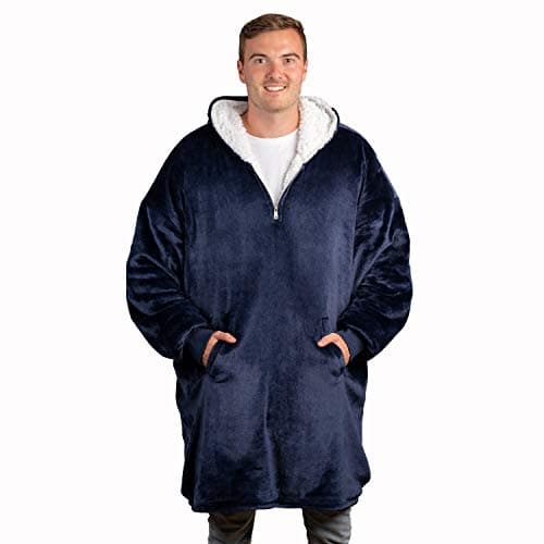 Blanket Hoodie, Oversized Hoodie Blanket, Sherpa & Fleece Wearable Blanket Hoodies for Women & Men, Comfy & Fluffy Hooded Blankets, The Big Softy® (Navy Blue)