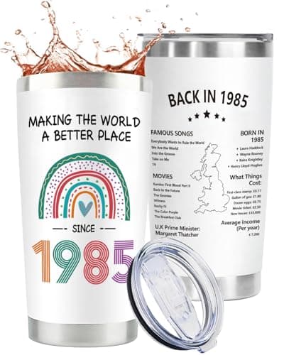 CoCoCherry 40th Birthday Gifts for Women - 40th Birthday Gifts Personalised Rainbow Mugs, Perfect 40 Year Olds Gift Ideas for Best Friends, Mom, Wife, Daughter, Back in 1985 Old Time Information