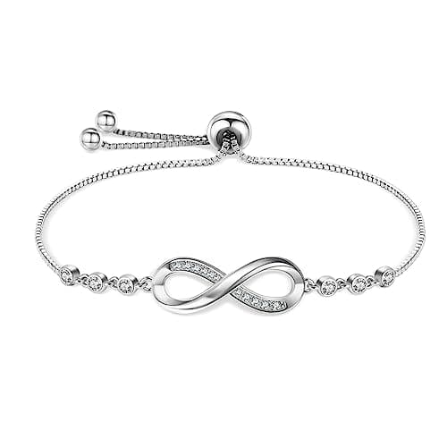 Cosie Lily Christmas Gifts For Women, 925 Sterling Silver White Gold Plated Love Heart Bracelet With Cubic Zirconia Friendship Bracelets, Christmas Jewellery For Women Ladies Gifts