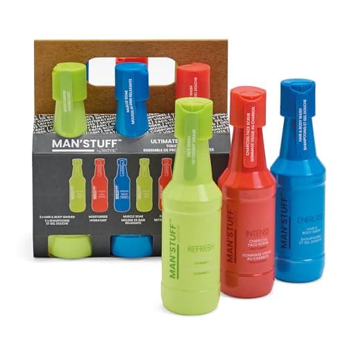 Men’s Toiletry Gift Set Ultimate Six Pack with Hair & Body Wash, Face Wash, Moisturiser, Muscle Soak & Charcoal Scrub – Vegan Grooming Kit for Men & Boys, Travel Toiletries and Skincare Essentials