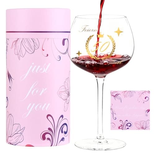 Tahbarshi 50TH Birthday Gifts for Women Her, 50th Wine Glass Birthday Ideas, 50Year Decorations for Her, Funny 50Bday Gifts for Women for Friends, Daughter, Sister MoM (50)
