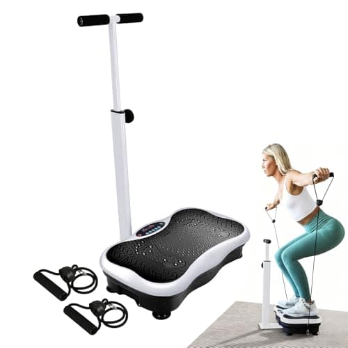 GartistGo Exercise Vibration Plate 2.0 with Adjustable Handles, Bluetooth Speaker, 120 Speed Levels, 2 Resistance Bands, ABS Anti-Slip Platform for Whole Body Workout Home Fitness