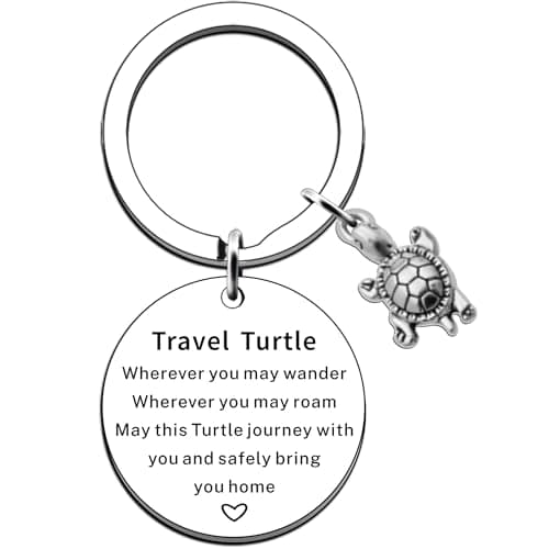 JMIMO Travel Turtle Keyring Gifts Travel Gifts for Men Women Good Luck Gifts for Her Him Family Travelling Keychain Presents