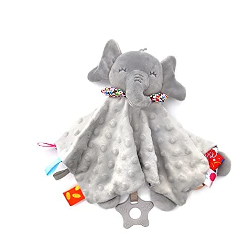 UNMOT Baby comforter Blanket - Cuddle Blanket,Baby Cuddly Toy with Crinkle Foil and Bell,soft comforter for newborn,baby boy & girl gift (Elephant)
