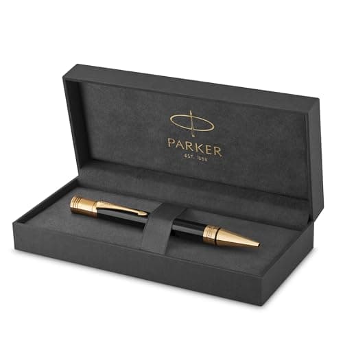 Parker Duofold Ballpoint Pen | Classic Black with Gold Trim | Medium Point Black Ink Refill | Premium Gift Box