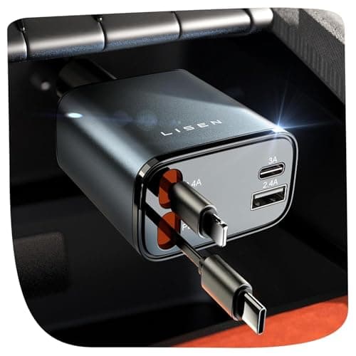 LISEN Retractable Car Phone Charger Cigarette Lighter USB Charger 69W Car Charger USB C Fast Charge Ford Fiesta Car Accessories Christmas for Gifts for Men Women Gadgets for Men for iPhone 17 Pro Max
