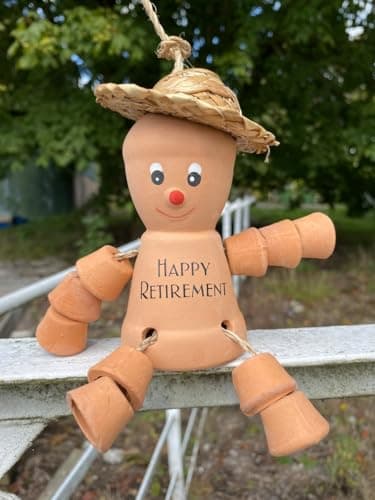 VELENTI Retirement Gifts for Women, Men - Happy Retirement Flower Pot Man - Lovely Retirement Gift for Family, Friends, Coworkers - Retirement Plant Pot Person - Cute Keepsake Gifts for Women, Men