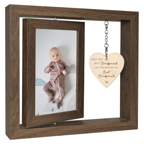 Rotating Wooden Great Grandparents Photo Frame Gifts for 2 4x6 Photos - Only the Best Grandparents Get Promoted to Great Grandparents