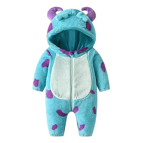 Qtinghua Baby Unisex Halloween Costumes Cute Animal Outfit Funny Monster Costume Halloween Gifts for Infant Toddler Kids (Blue Monsters Costumes Jumpsuit, 18-24 Months)