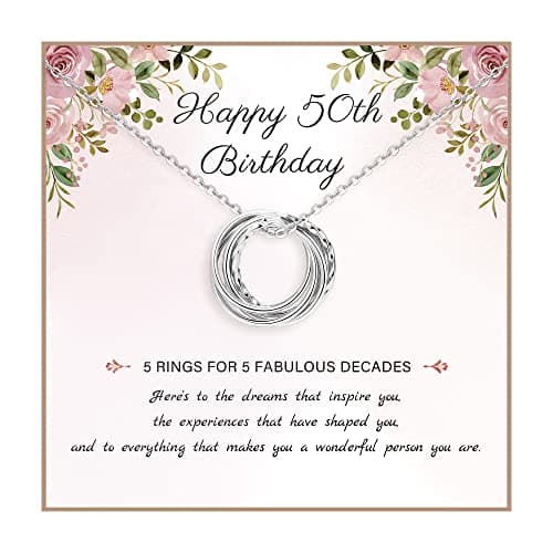 50th Birthday Gifts for Women 925 Sterling Silver Birthday Necklace 3 4 5 6 7 Decade Interlocking Circles Necklace Happy 30th 40th 50th 60th 70th Birthday Necklaces for Daughter Mom Birthday Jewelry
