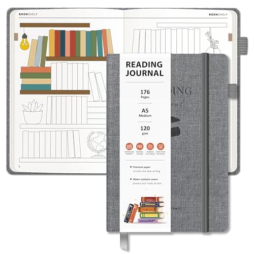 BIROYAL Reading Journal with 52 Book Reviews - A5 Hardcover 176 Pages Book Journal - Reading Tracker & Planner Log - Literary Lovers Gift