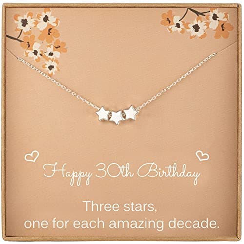 Pabenlily 30th Birthday Gifts for Women, Sterling Silver Star Necklace, Cute 6mm Star Beads, 30th Birthday Jewellery
