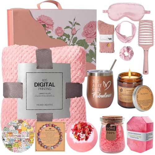 Contid Get Well Gifts for Women,Get Well Soon 14pcs Care Package for Women After Surgery Recovery Gifts for Sick Friends After Surgery, Feel Better Self Care Gift Box for Her with Pink Blanket