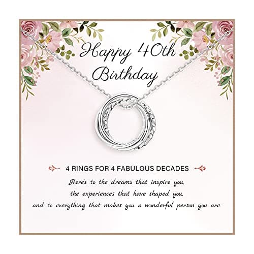 925 Sterling Silver Birthday Necklace With Interlocking Circles for Women - 20th 30th 40th 50th 60th 70th Gift for Daughter Mom