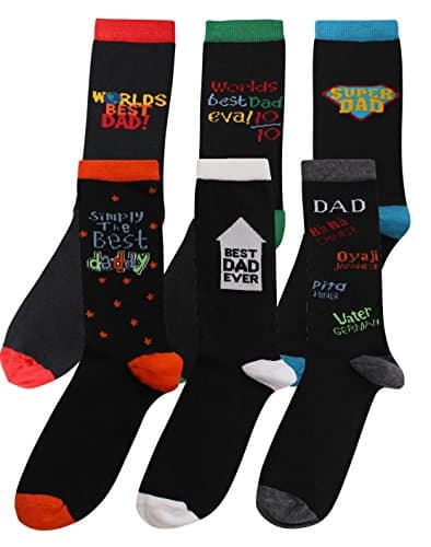 Pack of 6 Mens BEST DAD Designer Cotton Rich Socks Shoe Size 6-11