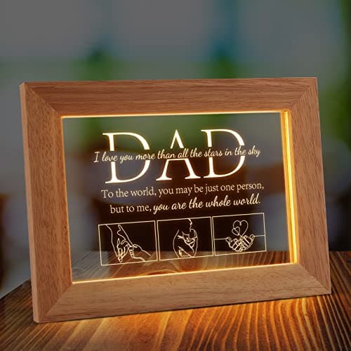 PRSTENLY Christmas Gifts for Dad Birthday Gifts from Daughter Son, Dad Father's Day Gifts for Men Night Light Frame with Grateful Sayings for Daddy Gifts for Birthday Presents