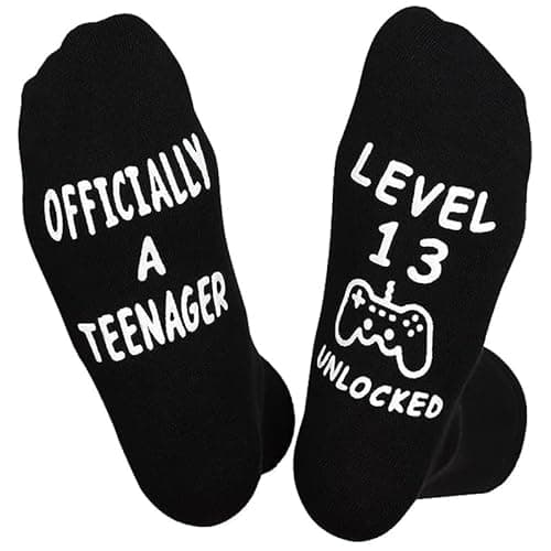 Secuinu Men's 13 Year Old Teenager Socks, Black, One Size, Classic, Letter Print (black)