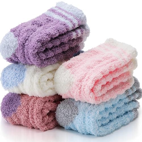 ANTSANG Fluffy Socks Womens Ladies Bed Slipper Cosy Winter Warm Thick Soft Fleece Comfy Gift Christmas Stocking Fillers(Candy Colours)
