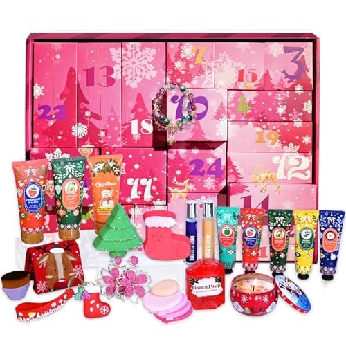 Beauty Advent Calendar 2025 Christmas Gifts for Women, 24pcs Spa Pamper Gift Sets Bubble Bath Countdow Calendar, Skincare Xmas Secret Santa Gift Basket for Her Mum Wife Best Friend Family