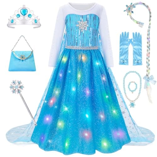 MELAND Princess Costumes for Girls, Princess Dress Up for 3 4 5 6 7 8 9 10 Year Old Girls Gift, Fancy Dress for Kids Halloween Costumes(S)