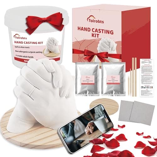 Tolrobts Hands Casting Kit Couples 3D Hand Molding Kit for Adults Keepsake Hands Mold Kit with All Essentials Ideal for Couples Family Friends Wedding Gifts Holiday Anniversary