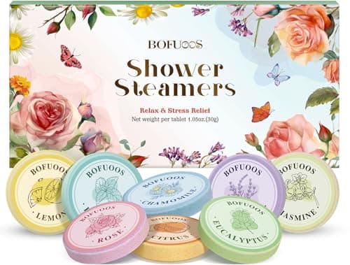 Bofuoos Gifts for Women Shower Steamers Aromatherapy with Essential Oil for SPA Stress Relief, Bath Bombs for Christmas Stocking Fillers Advent Calendar 2025 Gifts for Mum (8 pcs)