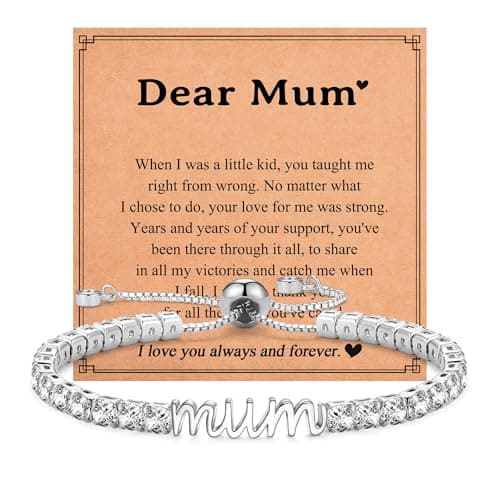 Shuxin Mum Birthday Gifts, Mothers Day Gifts for Mum from Daughter Son, Cubic Zirconia Tennis Bracelet, Valentines Christmas Jewellery Present for Women