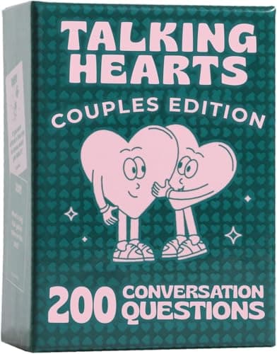 Talking Hearts Conversation Cards - Couple Card Game for Date Nights & Travel Adventures | Great Gift for Couples - 200 Questions & 2 Wild Cards