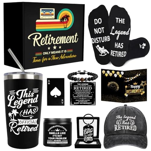 8 Pcs Retirement Gifts for Men 2025, This Legend Has Retired, Happy Retired Gifts Basket for Dad, Grandpa, Coworker, Teachers, Boss, Friends, Retirees, 20 Oz Tumbler Best Mens Retirement Gift Set