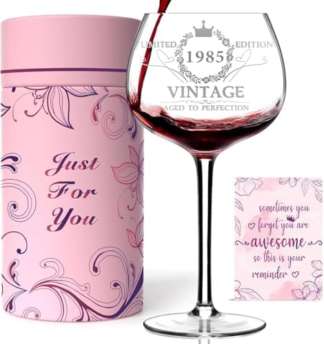 VOMEP 40TH Birthday Gifts for Her, Vintage 1985 40th Wine Glass, 40 Year Old Birthday Decorations for Women, Funny 40 Bday Gifts Idea for Women, Friends, Daughter, Sister Mom - Turning 40 Present